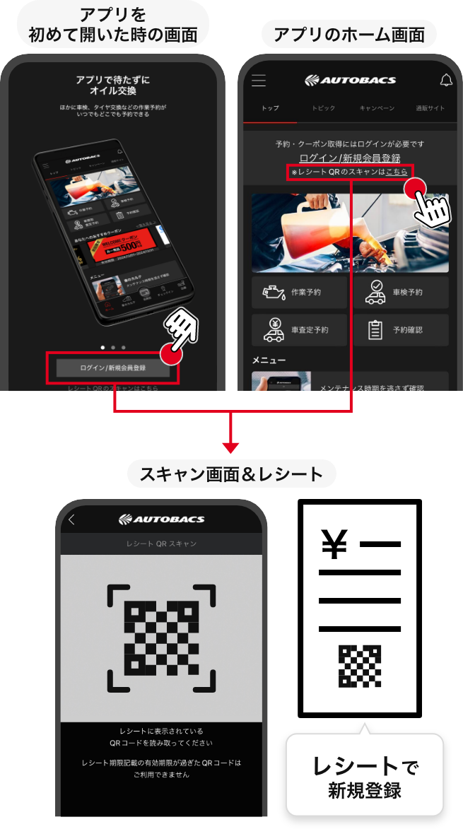 レシートで新規登録